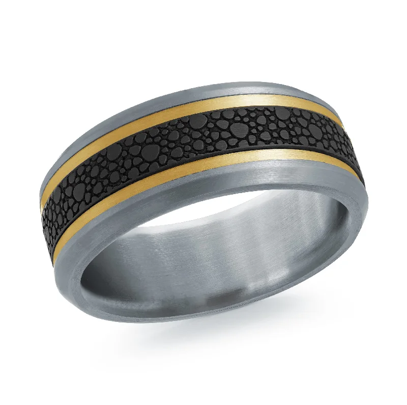 vintage-inspired engagement ring for women-14K Yellow Gold with Carbon Fiber Ring from the Tantalum Collection by Malo - MRDTC-011-8YB