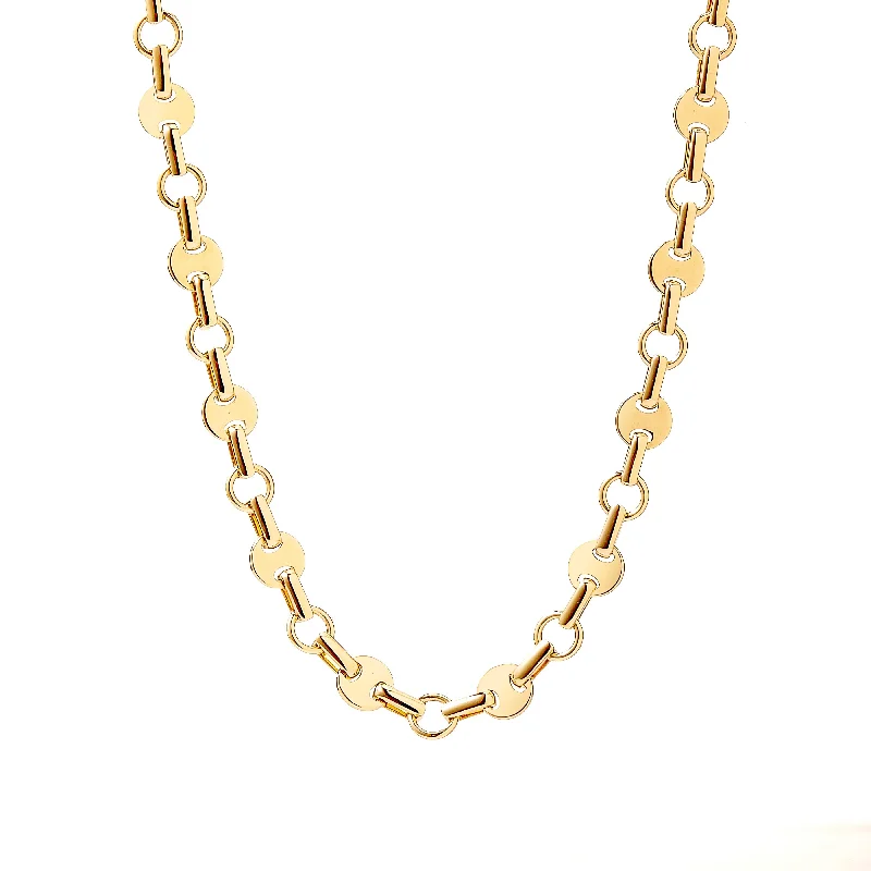 bar necklace for women-18K Yellow Gold 18 inch Geometrix Chain