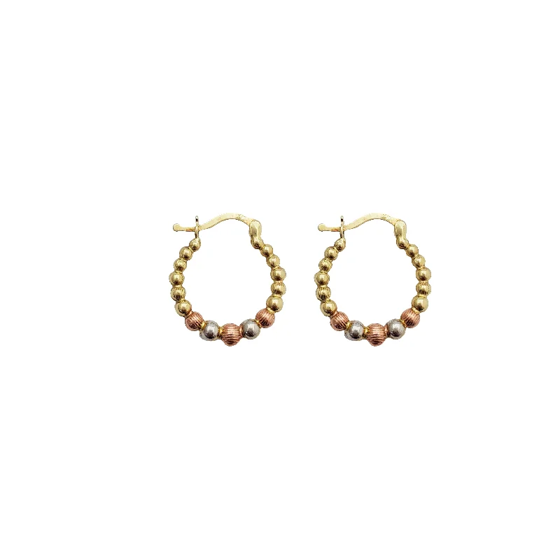 moon earrings for women-Beads Design Hoop Earrings (14K)