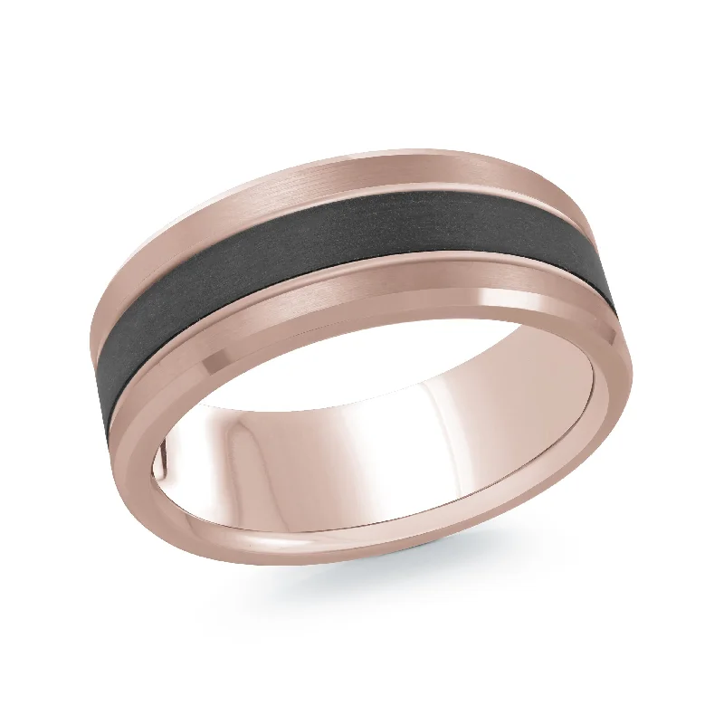 minimalist engagement ring for women-14K Rose Gold Ring from the Noir Collection by Malo - MRDA-135-8P