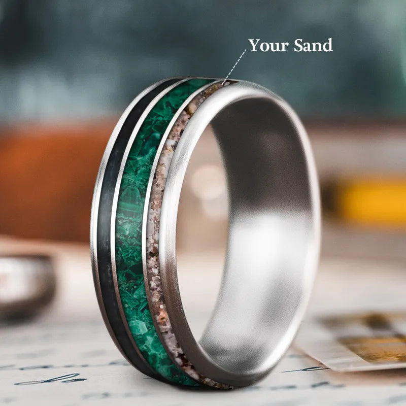 wedding set ring for women-Custom Design - 3-Inlay Wide Center Ring Kw9WuQBogYyL9ajEI3ZG3Fkn