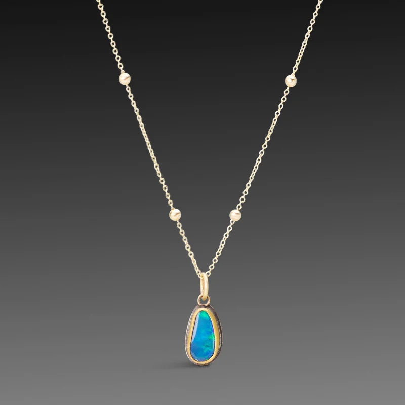 zodiac pendant necklace for women-Australian Opal Necklace