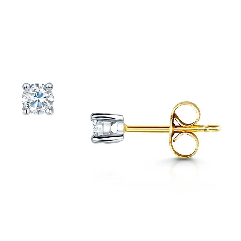 diamond stud earrings for women-18ct Yellow Gold Brilliant Cut Single Stone Diamond Stud Earrings