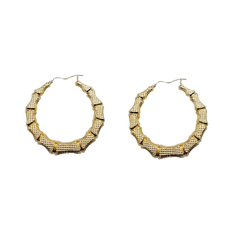 hoop earrings with stones for women-Bamboo Earrings (10K)