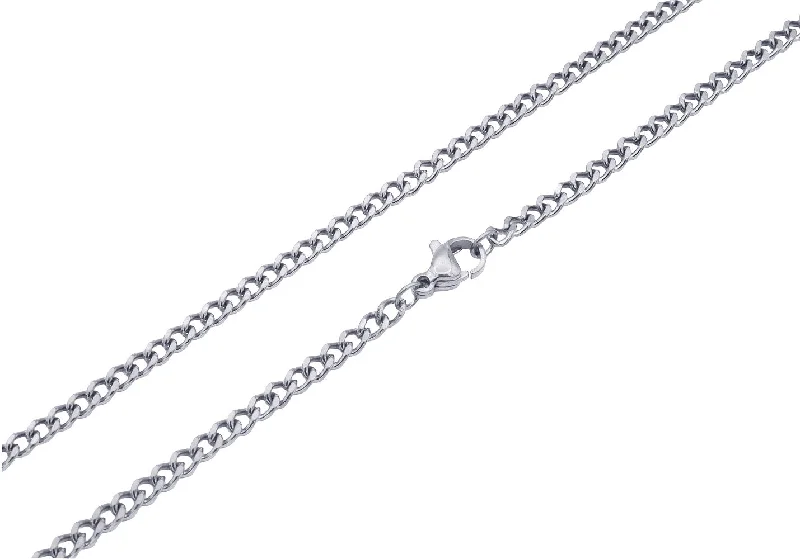 pearl necklace for women-Mens 3mm Stainless Steel Curb Chain Necklace