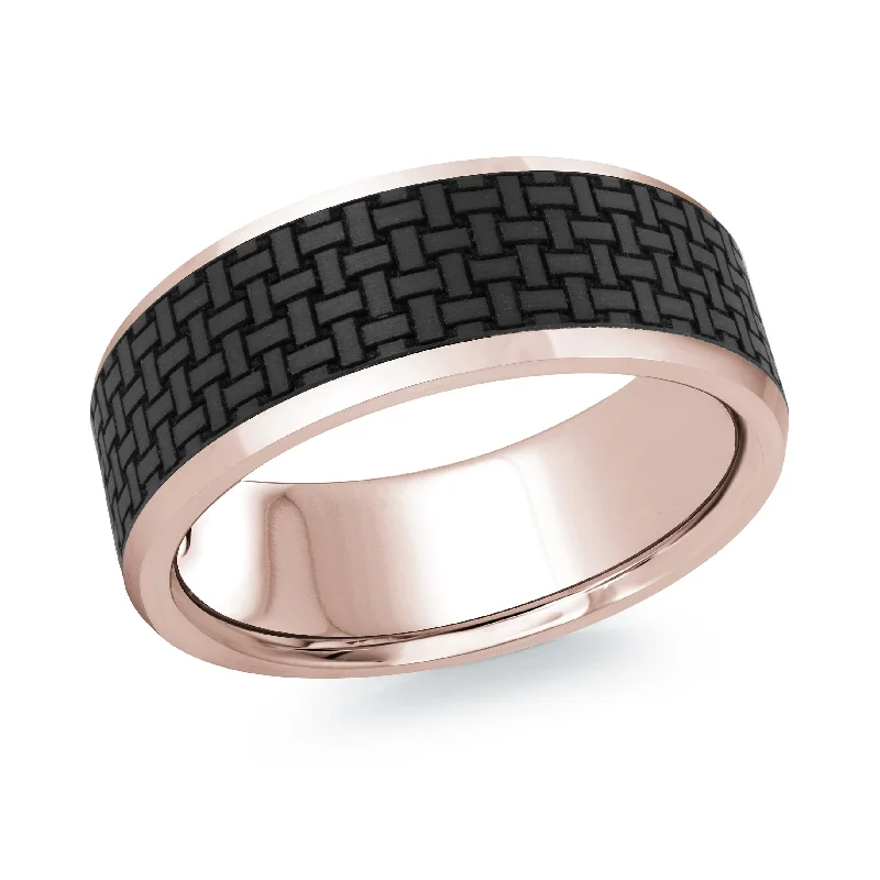 silver engagement ring for women-14K Rose Gold Ring from the Noir Collection by Malo - MRDA-144-8P