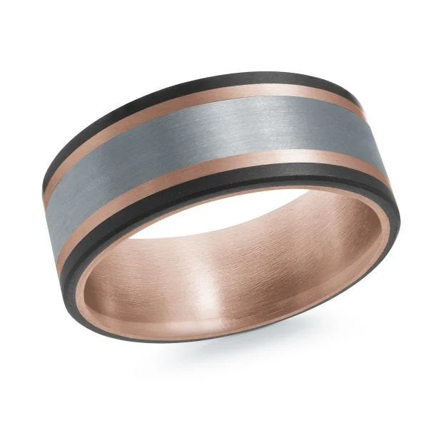 modern engagement ring for women-14K Rose Gold Ring from the Tantalum Collection by Malo - MRDTN-038-9P