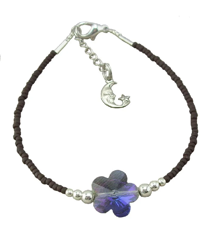 adjustable bracelet for women-Brown and Blue Crystal Anklet