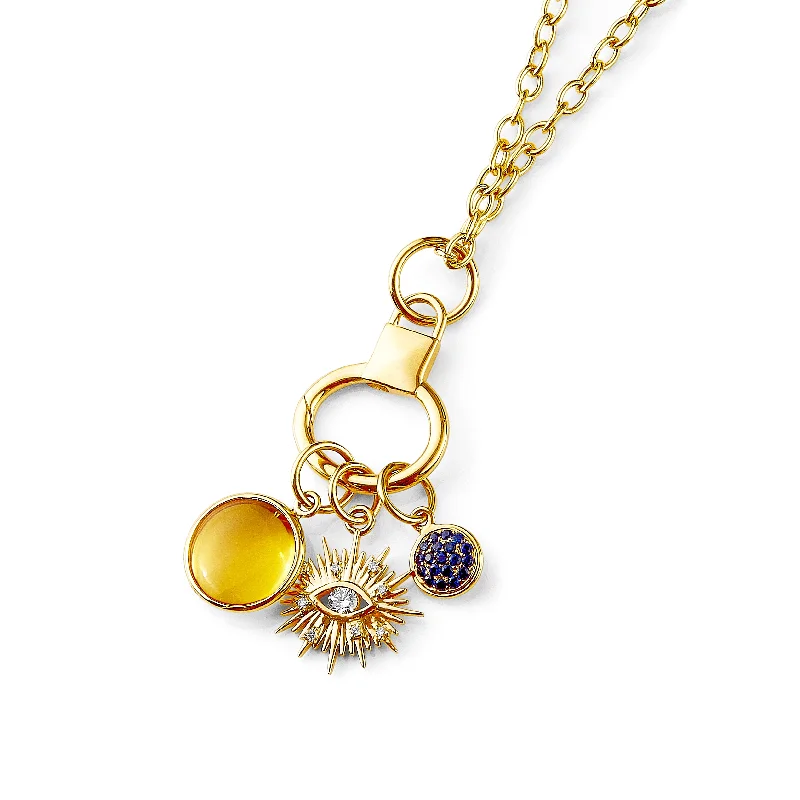 gold choker necklace for women-Evil Eye Chakra Charm Necklace