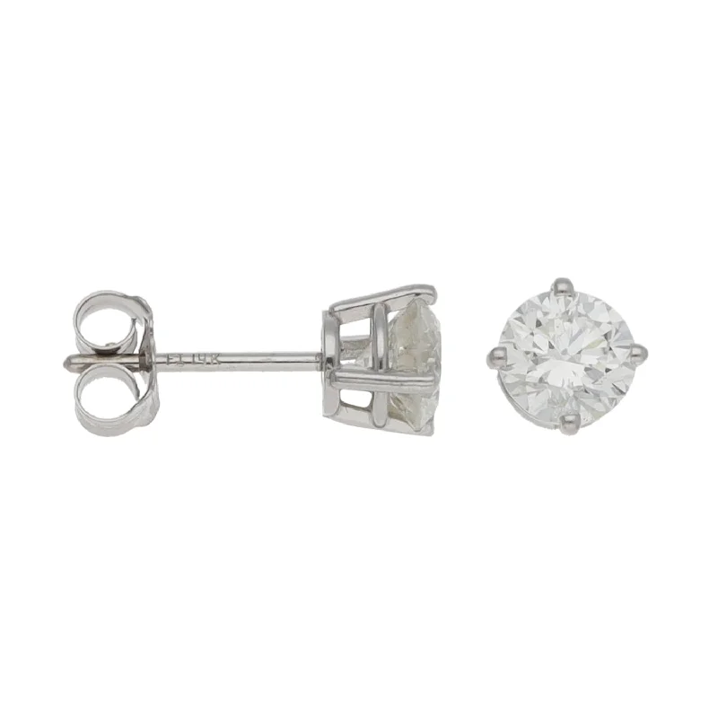 pearl stud earrings for women-14ct White Gold 1.00ct Diamond Solitaire Earrings