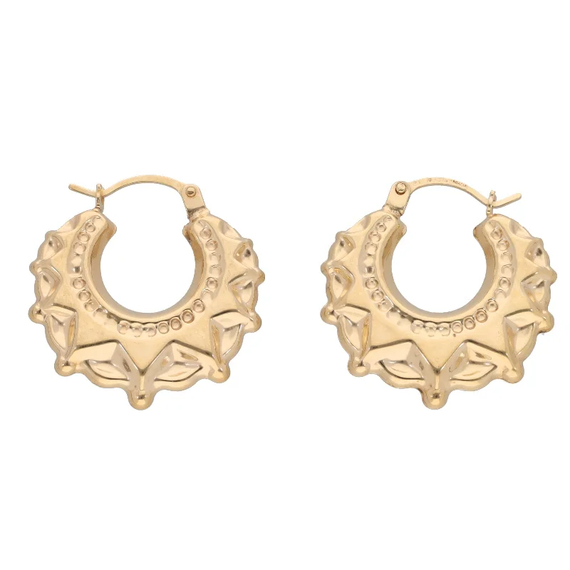 large stud earrings for women-New 9ct Gold Creole Spike Earrings