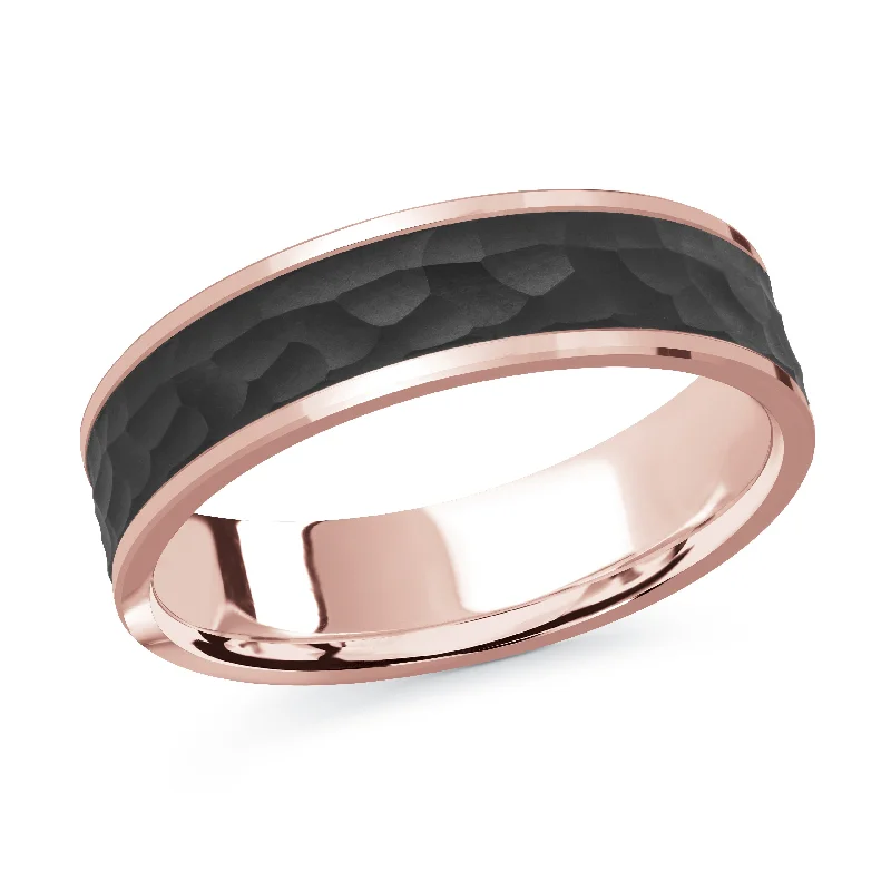 luxurious engagement ring for women-14K Rose Gold Ring from the Noir Collection by Malo - MRDA-080-6P