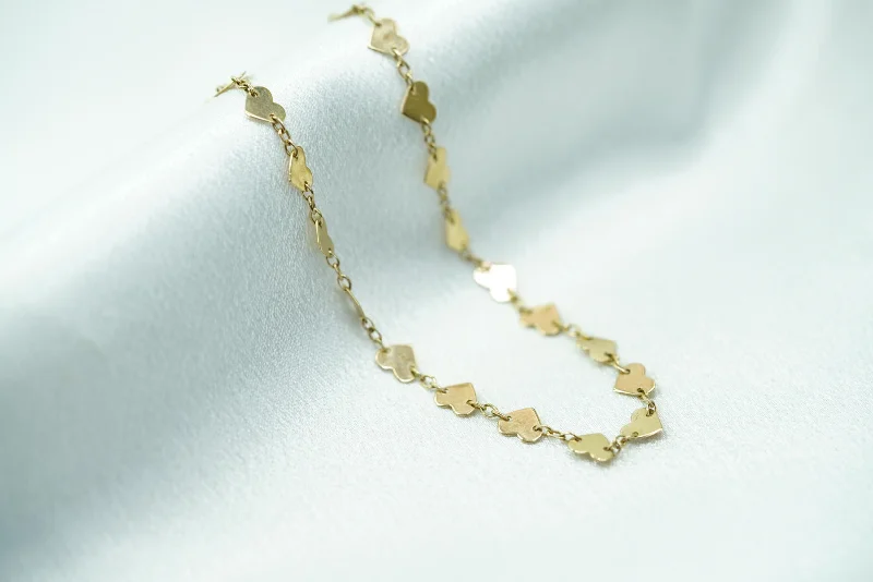 boho anklet for women-14k Hearts Anklet