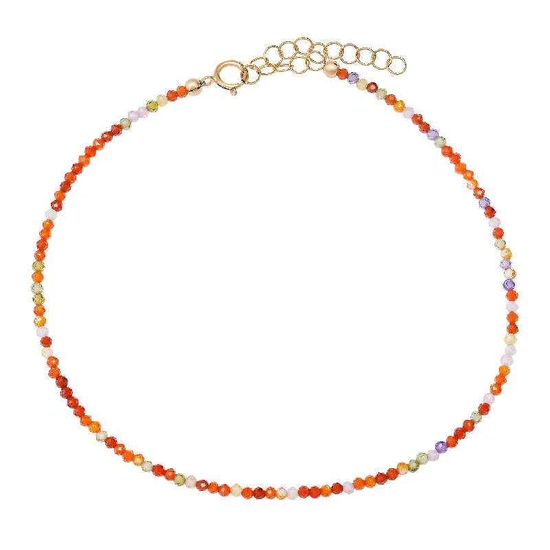 casual anklet for women-Summer sparkle anklet - mixed gem