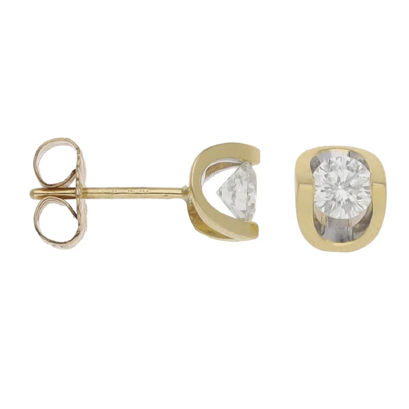 statement earrings for women-18ct Gold 0.44ct Diamond Solitaire Earrings