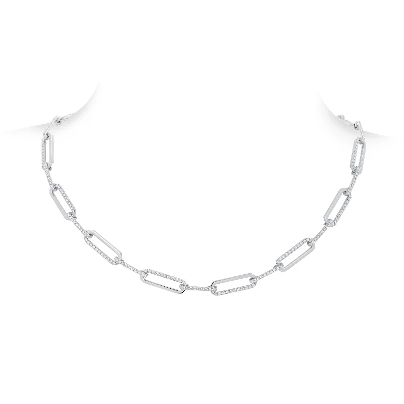 moon necklace for women-Diamond Paperclip Necklace