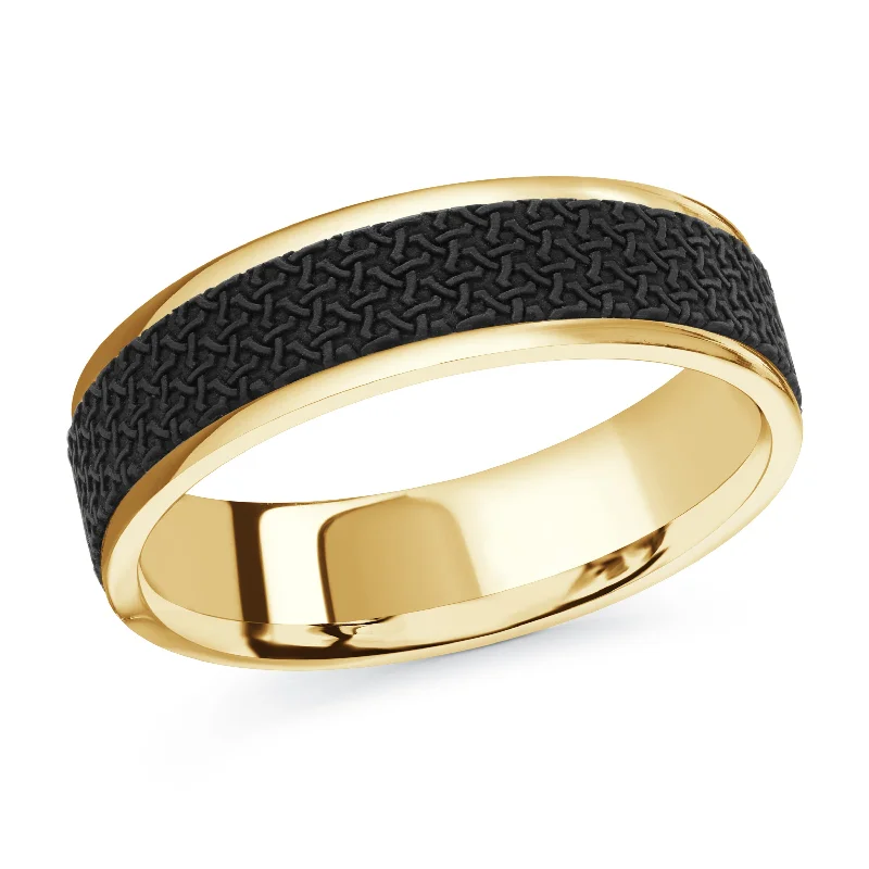 luxury engagement ring for women-14K Yellow Gold Ring from the Noir Collection by Malo - MRDA-087-6Y