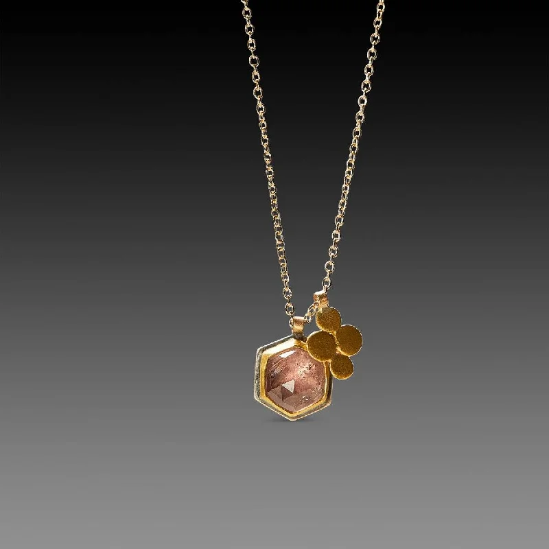 animal pendant necklace for women-Pink Sapphire Necklace with 22k Gold Charm