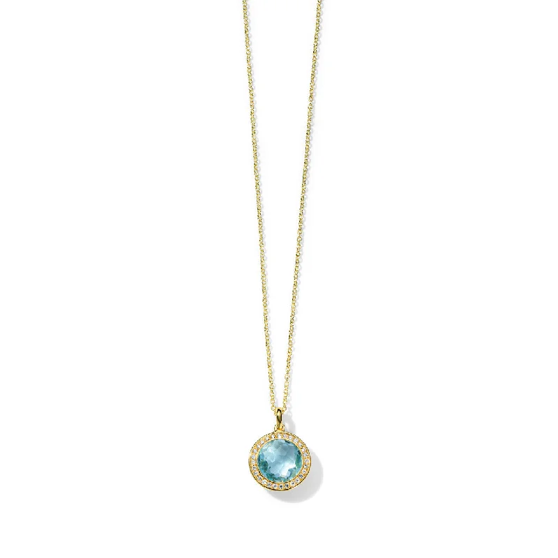 dainty necklace for women-18k Lollipop Mini Blue Topaz Pendant