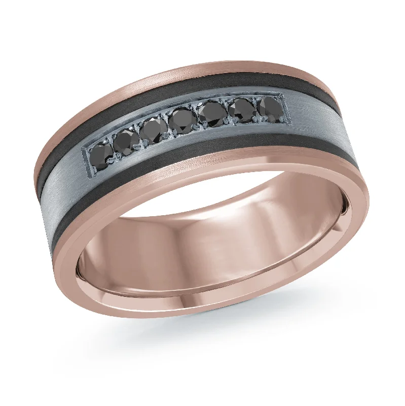 gold diamond engagement ring for women-14K Rose Gold with Carbon Fiber Ring from the Tantalum Collection by Malo - MRDTN-040-9PBD