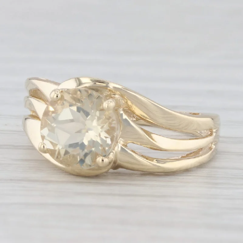 rose gold engagement ring set for women-1.84ct Yellow Labradorite 10k Yellow Gold Size 6.25