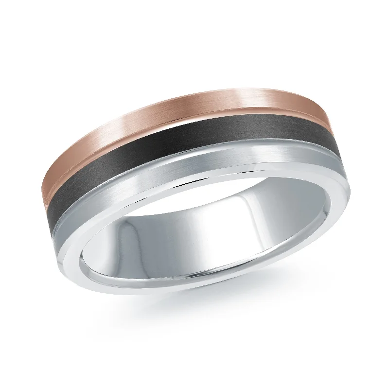 heirloom engagement ring for women-14K White Gold with 14K Rose Gold Ring from the Noir Collection by Malo - MRDA-155-7WP