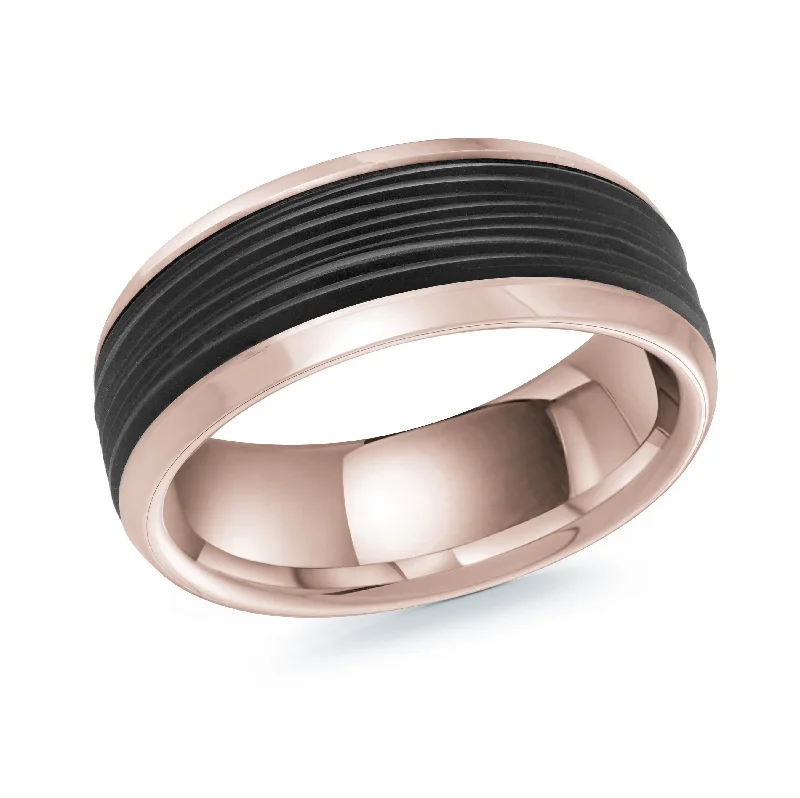 engagement ring with side stones for women-14K Rose Gold Ring from the Noir Collection by Malo - MRDA-126-8P