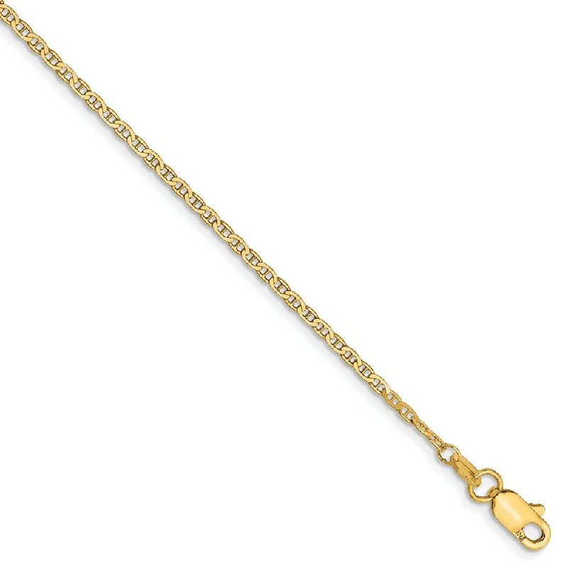 engraved anklet for women-1.5mm, 14k Yellow Gold, Solid Anchor Link Chain Anklet