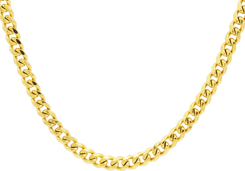 infinity symbol necklace for women-Mens 7mm Gold Plated Stainless Steel Curb 24" Link Chain Necklace