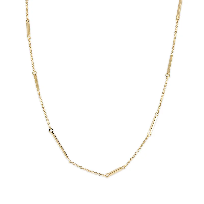 minimalist gold necklace for women-Matchstick Station Necklace