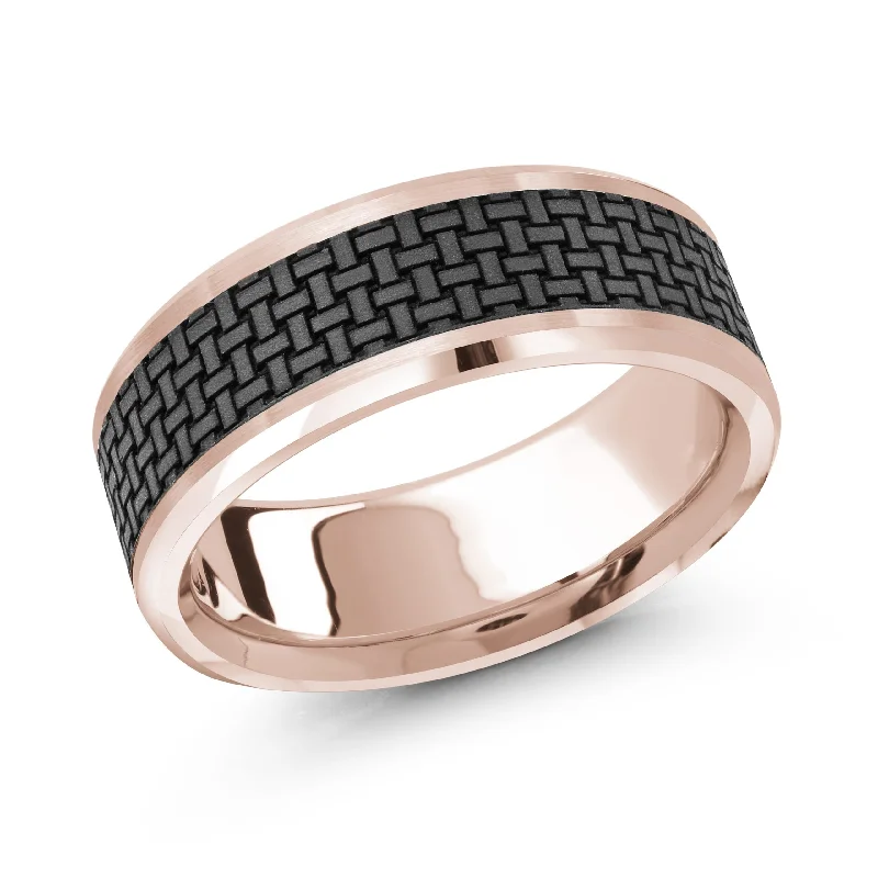 trendy engagement ring for women-14K Rose Gold Ring from the Noir Collection by Malo - MRDA-043-8P