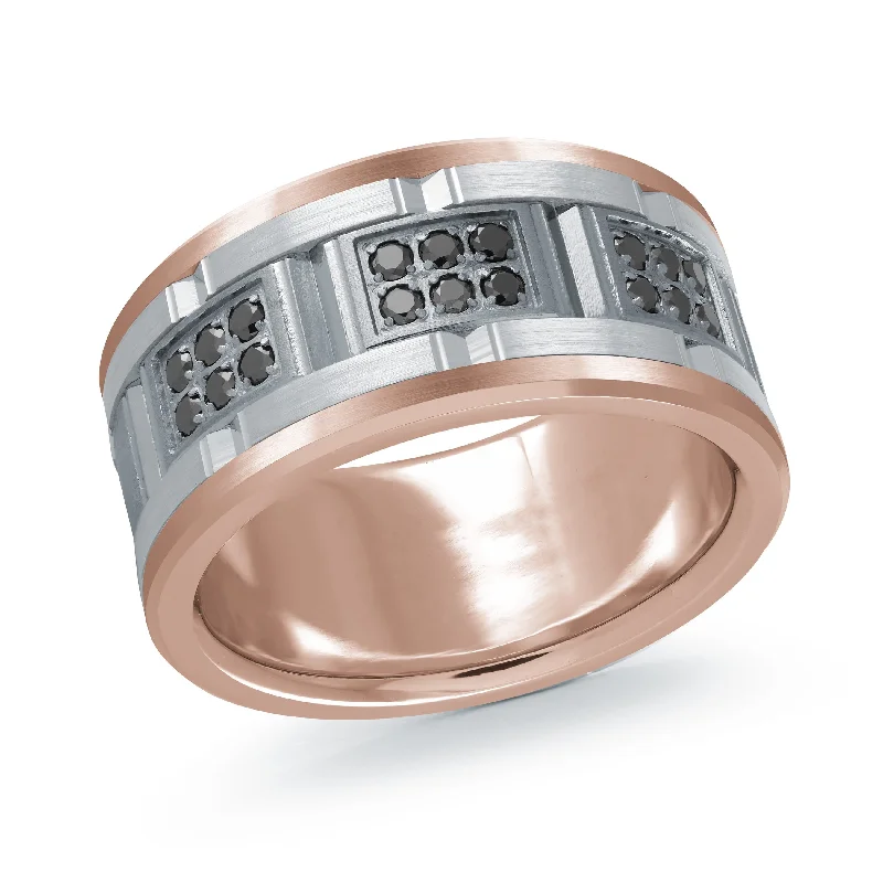 white gold engagement ring for women-14K Rose Gold with 14K White Gold and Carbon Fiber Ring from the Tantalum Collection by Malo - MRDTN-057-11PWBD