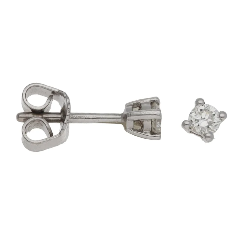 silver earrings for women-18ct White Gold 0.20ct Diamond Solitaire Earrings