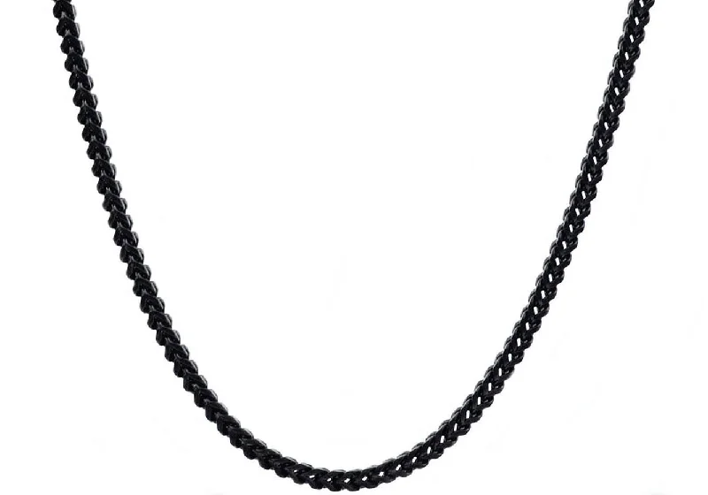 star necklace for women-Mens 4mm Black Stainless Steel Franco Link Chain Necklace