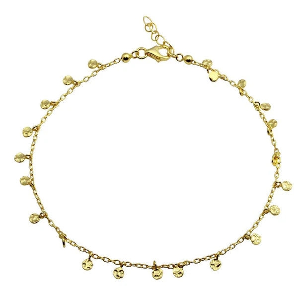 silver bangle anklet for women-Gold Plated 925 Sterling Silver Confetti Anklet