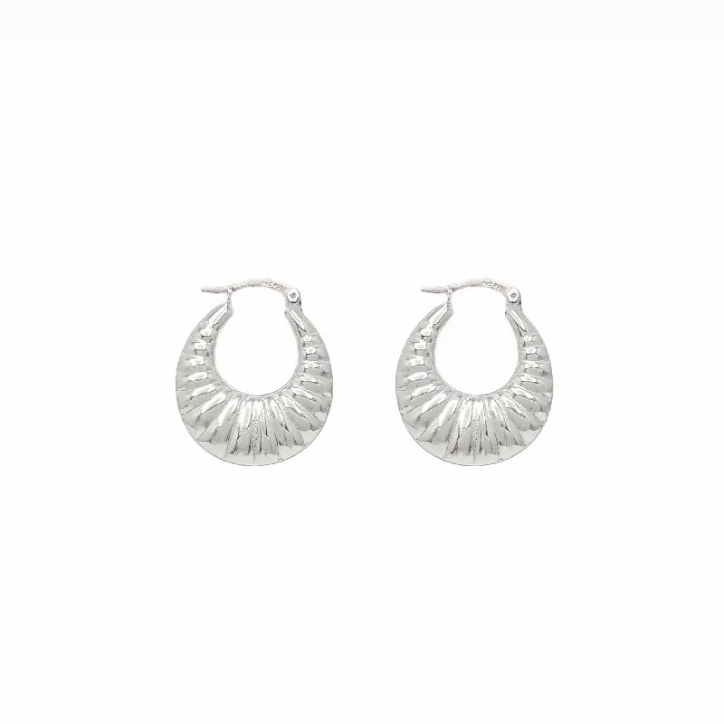 gold hoop earrings for women-Croissant Hoop Earring (Silver)