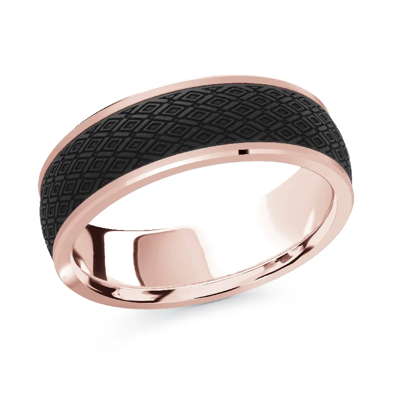 rose gold diamond engagement ring for women-14K Rose Gold Ring from the Noir Collection by Malo - MRDA-077-7P