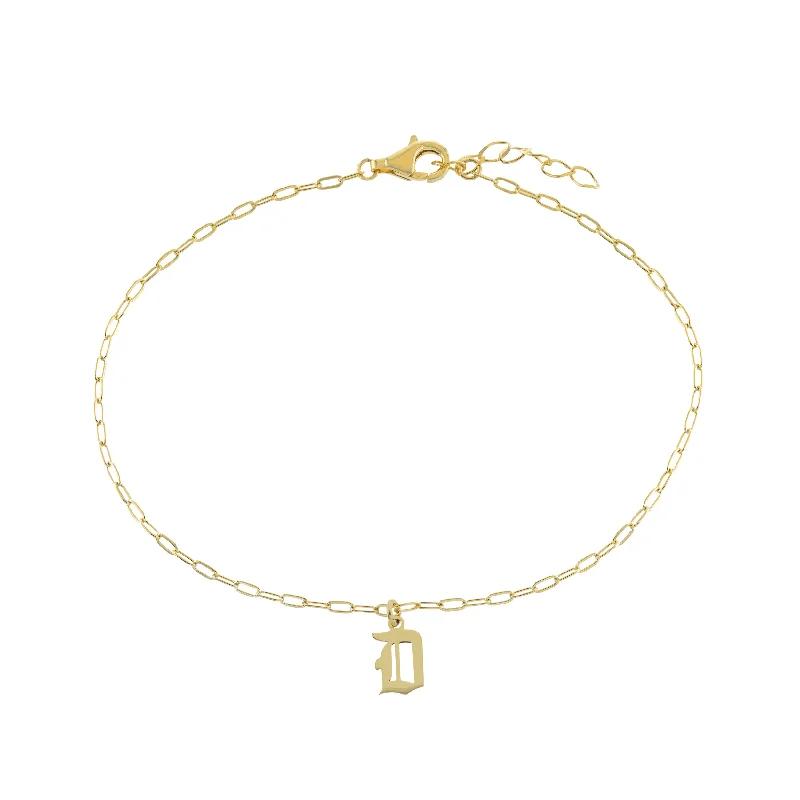 multi-layered bracelet for women-Gothic Initial Anklet