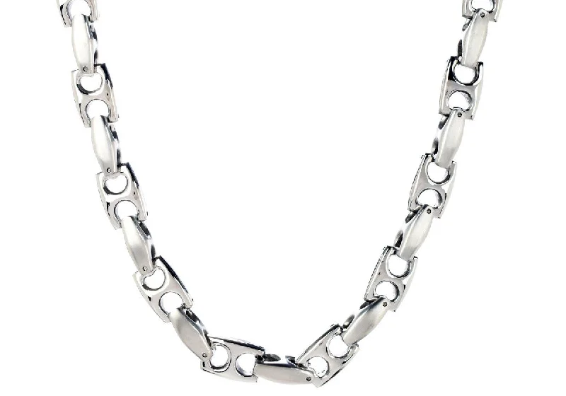 wedding necklace for women-Mens Stainless Steel Anchor Link Chain Necklace