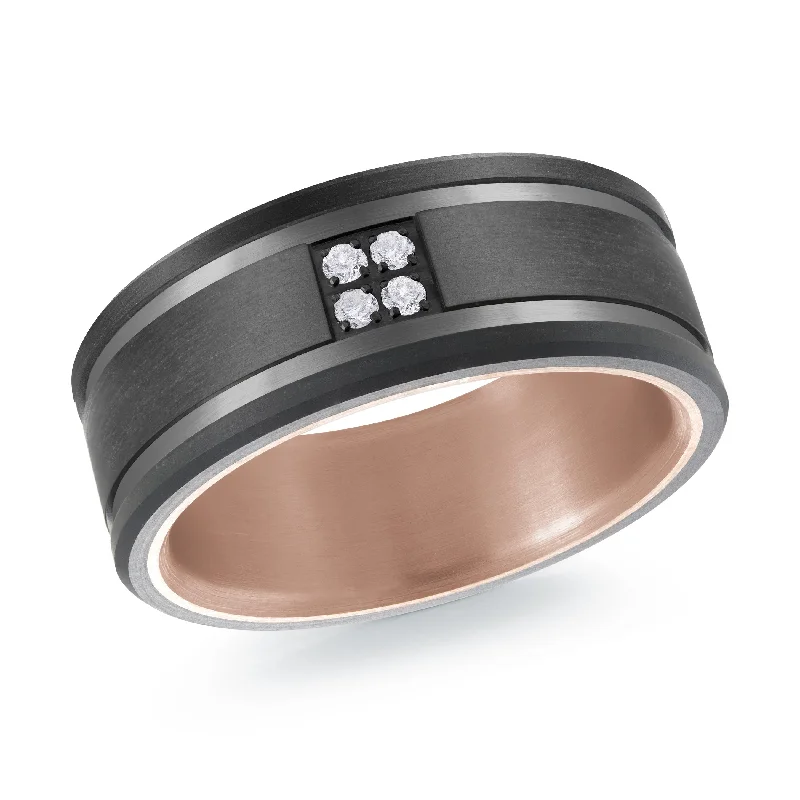 engraved engagement ring for women-Titanium with 14K Rose Gold Ring from the Titanium Collection by Malo - MRDTI-016-9APD