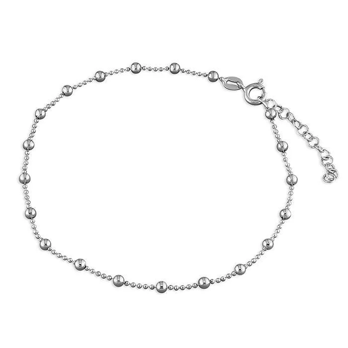 pearl anklet for women-Bead Chain Anklet - Sterling Silver & Gold Vermeil