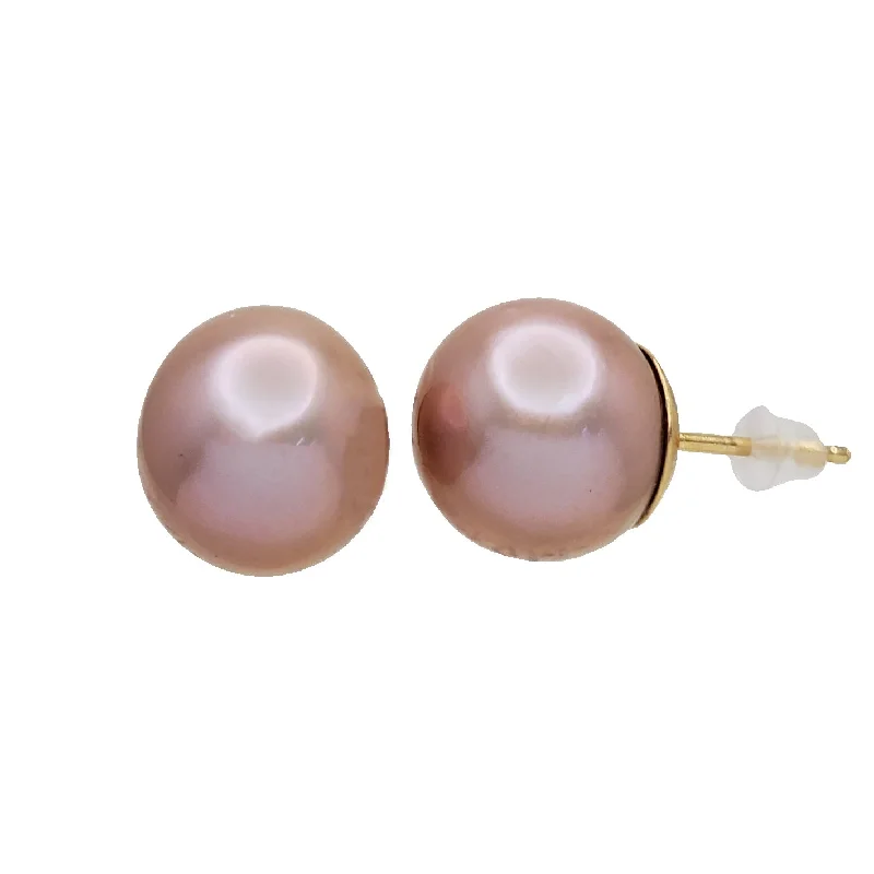 diamond hoop earrings for women-Pink Pearl Stud Earrings (14K)