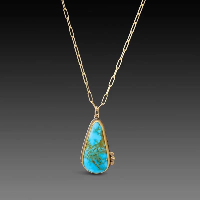 rose gold pendant necklace for women-Bright Turquoise Necklace with Diamonds