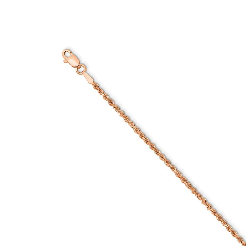 elegant gold bracelet for women-14k Rose Gold 1.75mm Handmade D/C Rope Chain Anklet, 10 Inch