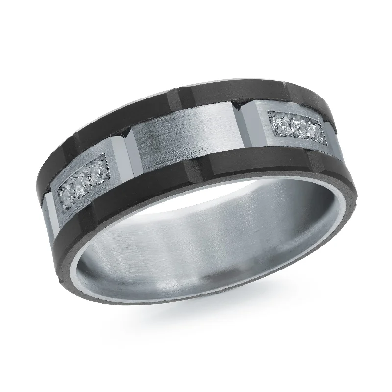 fancy engagement ring for women-14K White Gold Ring from the Noir Collection by Malo - MRDA-162-8W