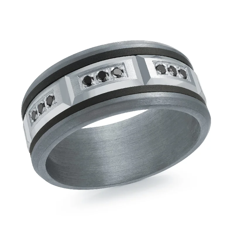 custom engagement ring for women-Tantalum with Carbon Fiber and 14K White Gold Ring from the Tantalum Collection by Malo - MRDTC-005-9BWBD