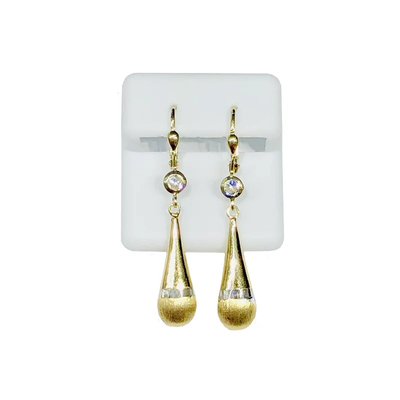 trendy earrings for women-Brush Dangling Earring (14K)