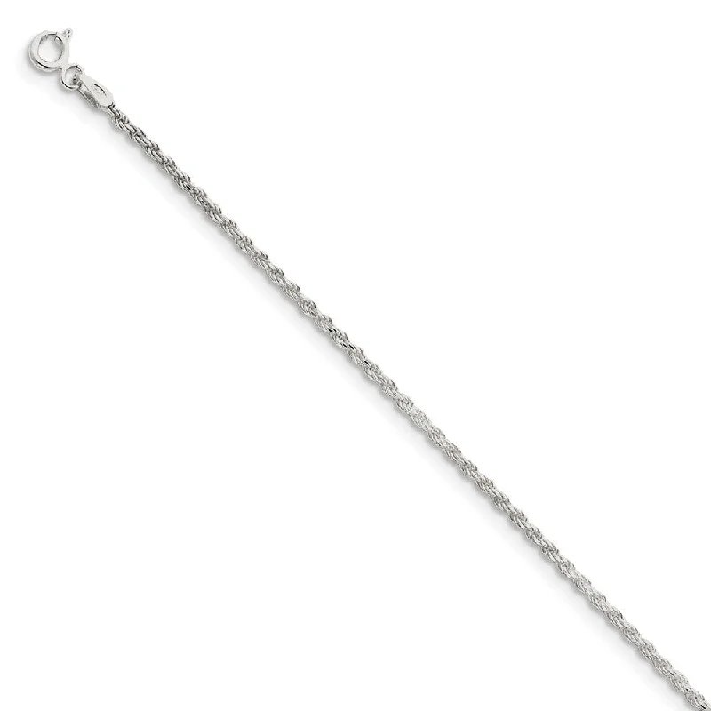 elegant bracelet for women-1.7mm, Sterling Silver Diamond Cut Solid Rope Chain Anklet