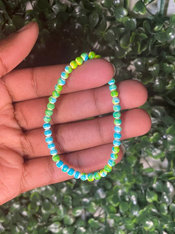 bold bracelet for women-Neon green tea anklet