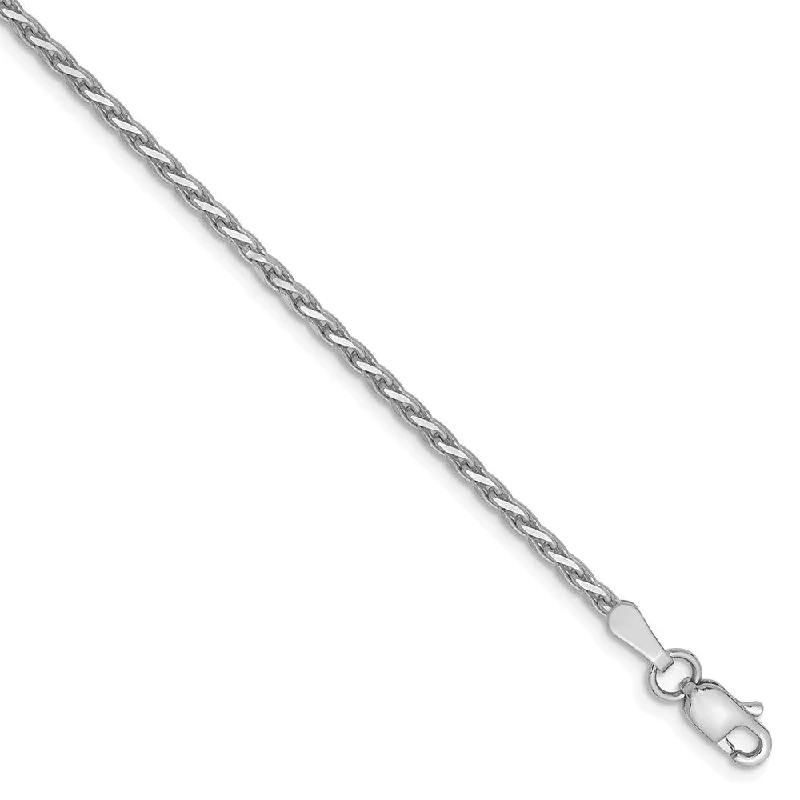 anklet with charms for women-1.9mm, 14k White Gold, Solid D/C Round Wheat Chain Anklet